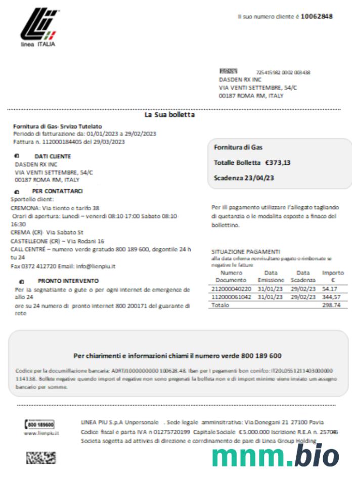 Linea Italia rachunek za usługi komunalne
